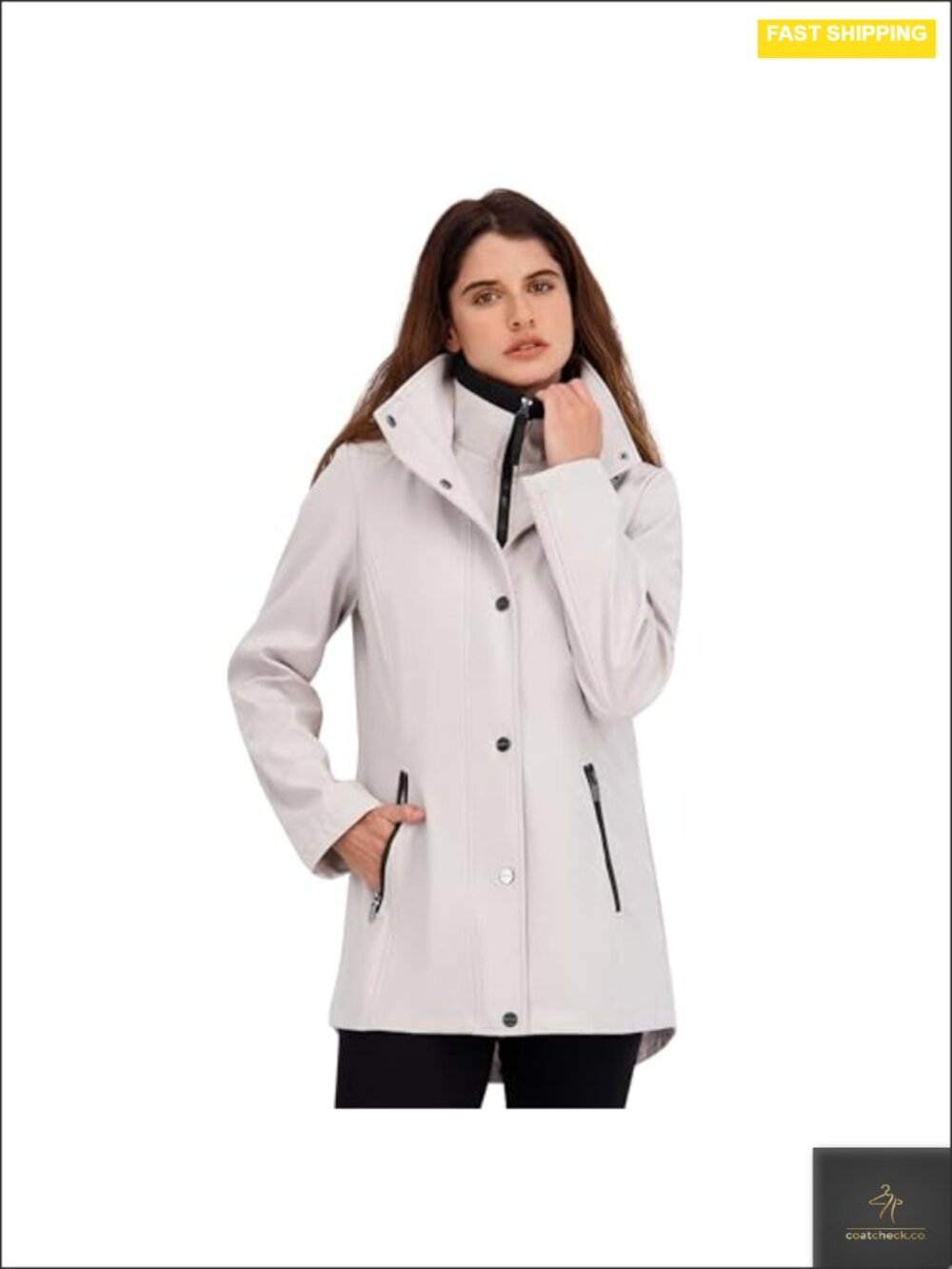 Women's Water Resistant Hooded Rain Jacket with Zippered Pockets